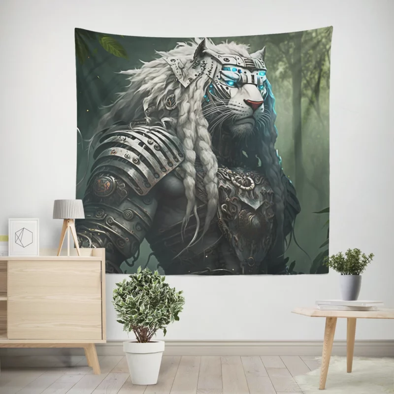 Tiger With Blue Eyes Wall Tapestry