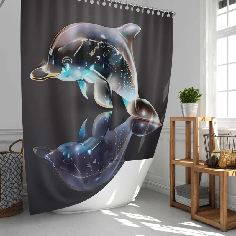 Two Dolphins Jumping Shower Curtain