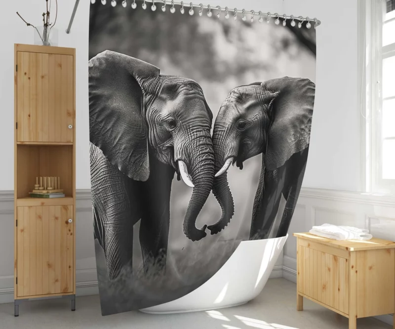 Two Elephants in Love Shower Curtain 1