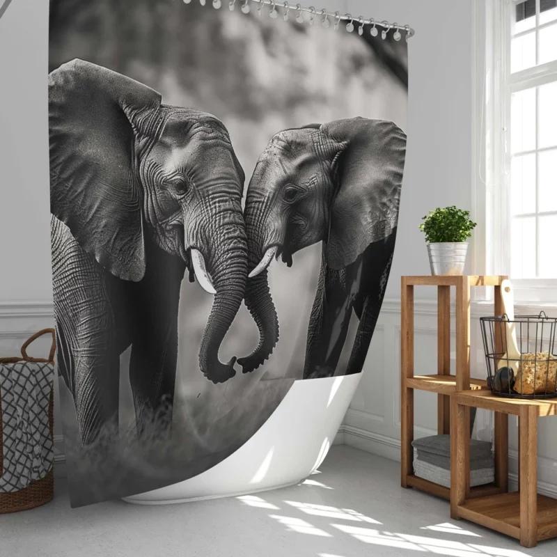 Two Elephants in Love Shower Curtain