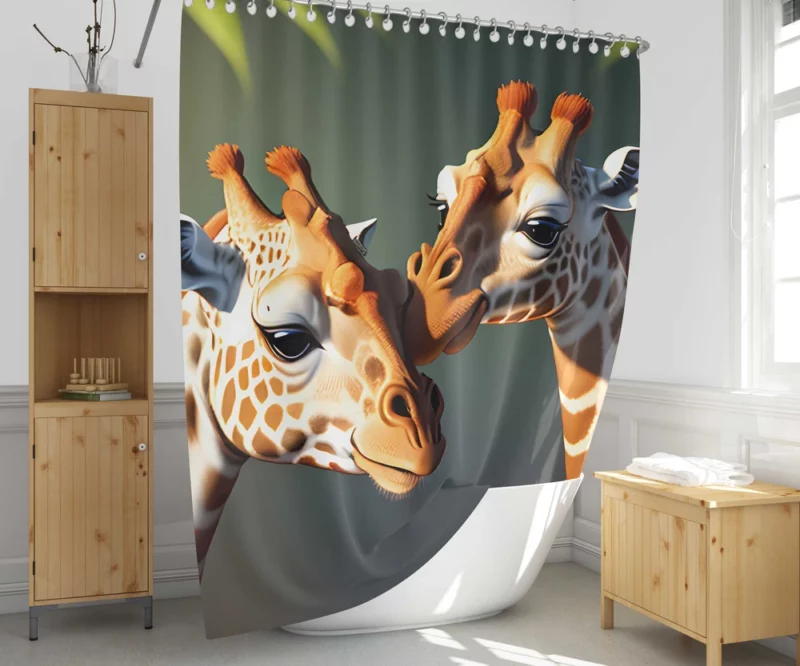 Two Giraffes Touching Heads Shower Curtain 1