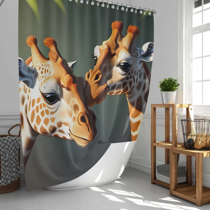 Two Giraffes Touching Heads Shower Curtain