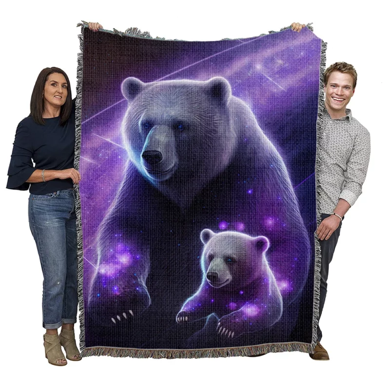 Ursa Major and Minor Collage Bear Woven Blanket