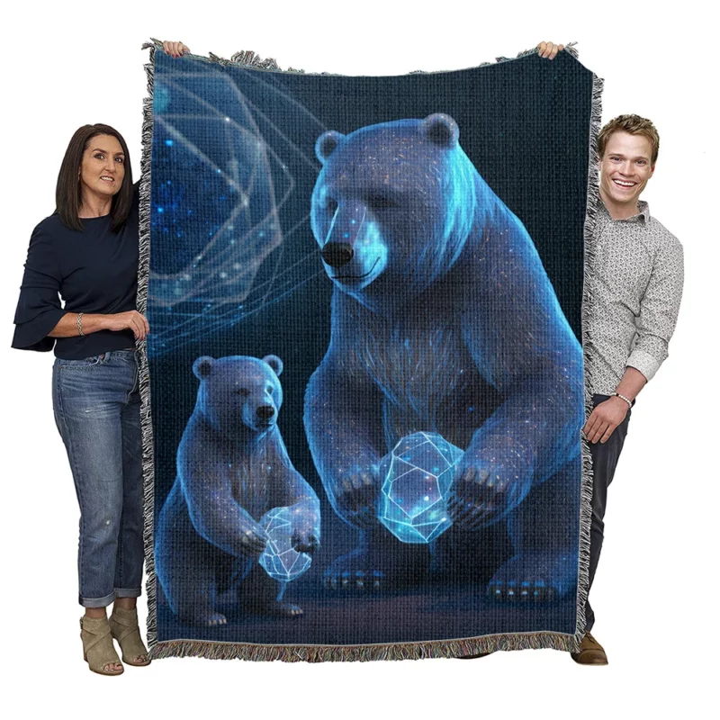 Ursa Major and Minor Night Sky Bear Woven Blanket