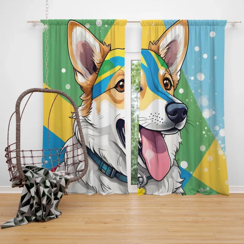 Vallhund Majesty Devoted Swedish Dog Curtain