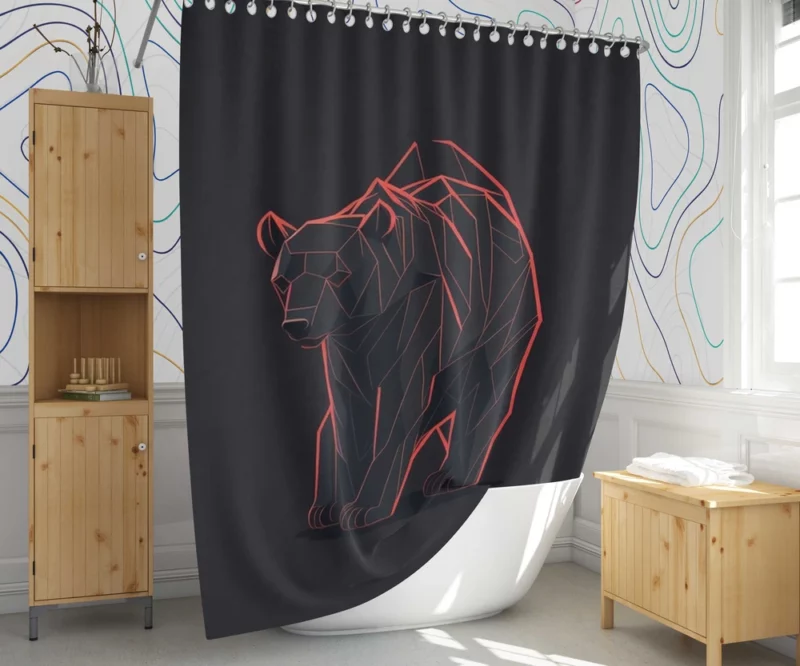 Vector of an Angry Grizzly Bear Shower Curtain 1
