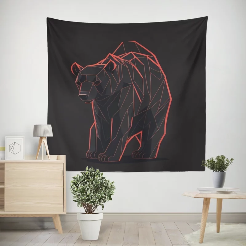 Vector of an Angry Grizzly Bear Wall Tapestry