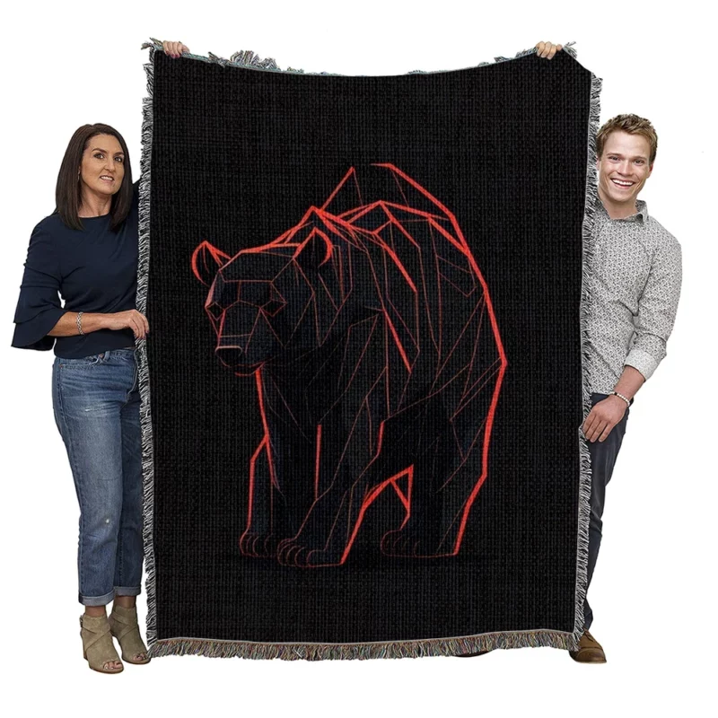 Vector of an Angry Grizzly Bear Woven Blanket