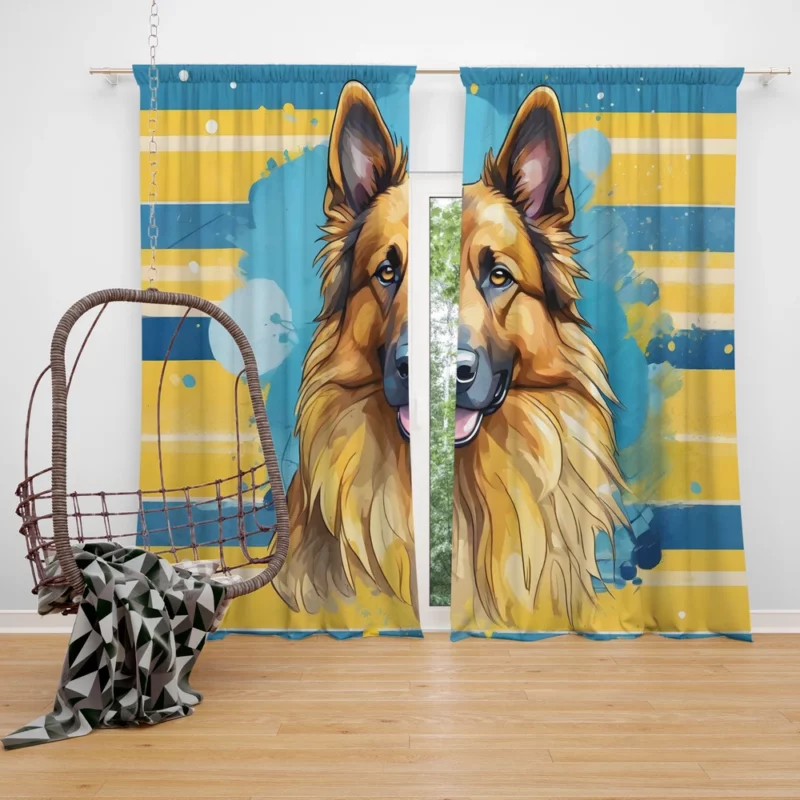 Versatile Belgian Tervuren Dog Athlete Curtain