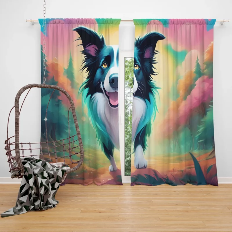 Versatile Border Collie Dog Partner Curtain