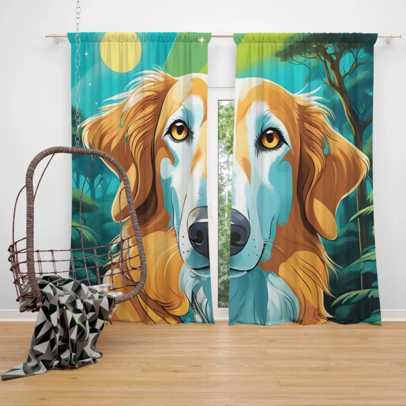 Versatile Borzoi Dog Partner Curtain