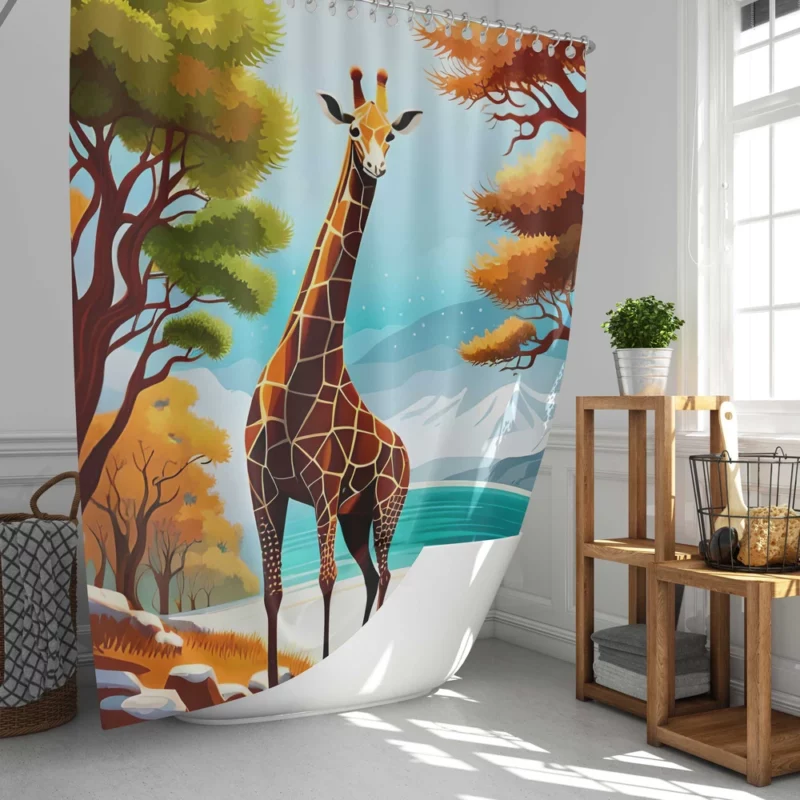 Vibrant 3D Giraffe Shower Curtain