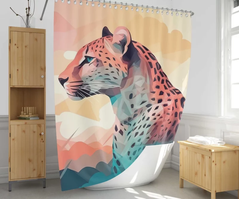 Vibrant Cheetah Painting Shower Curtain 1