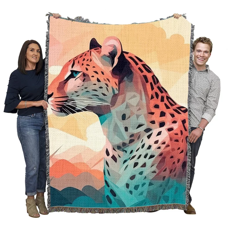 Vibrant Cheetah Painting Woven Blanket