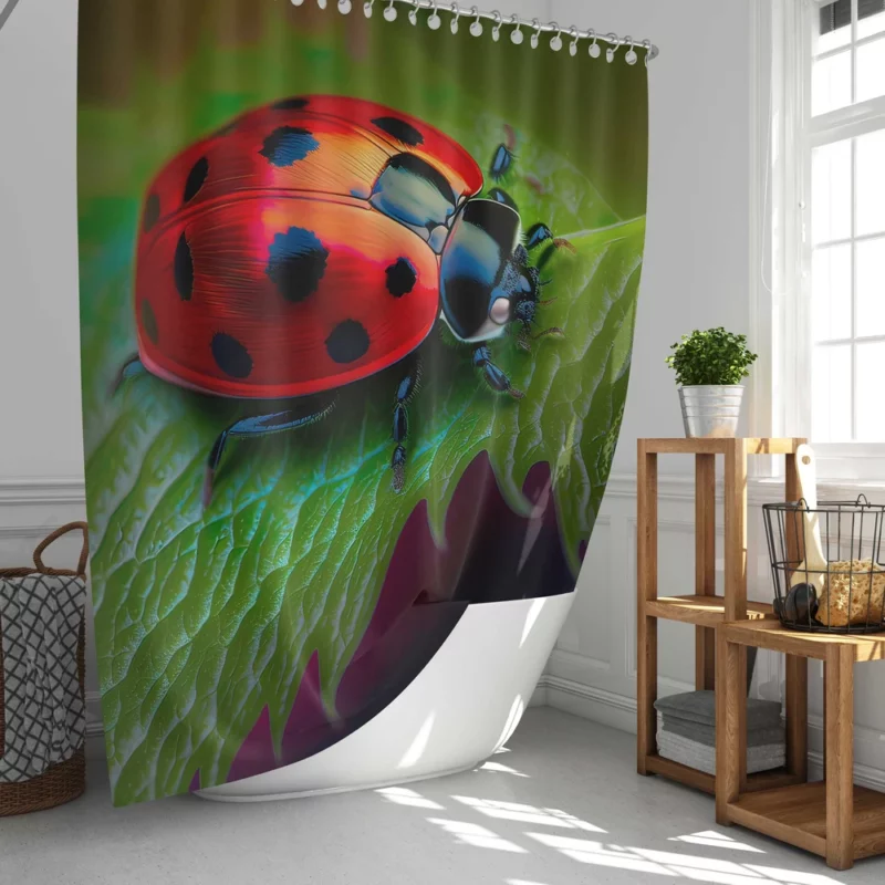 Vibrant Ladybug Illustration Shower Curtain