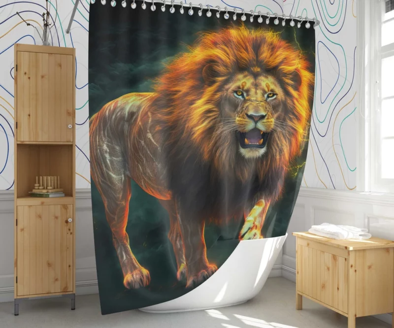 Vibrant Male Lion Artwork Shower Curtain 1