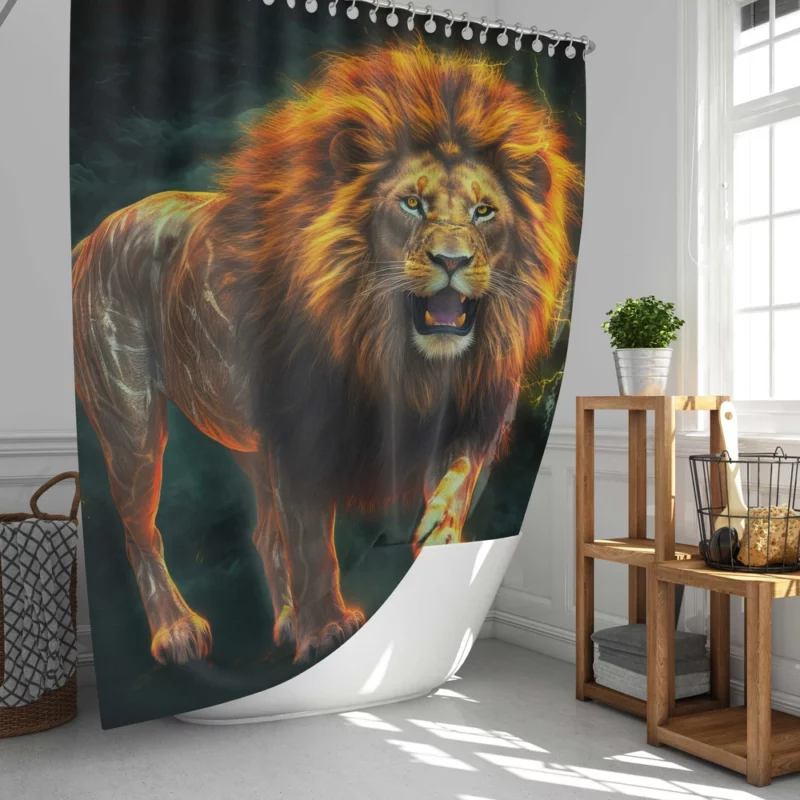 Vibrant Male Lion Artwork Shower Curtain