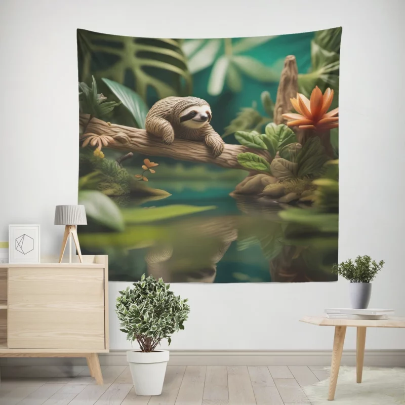 Vibrant Mini Jungle Teeming with Life Wall Tapestry