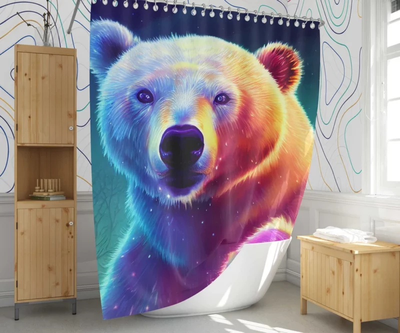 Vibrant Polar Bear Cub Art Shower Curtain 1