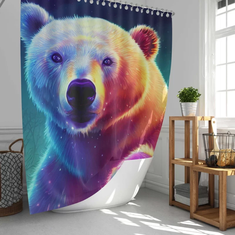 Vibrant Polar Bear Cub Art Shower Curtain