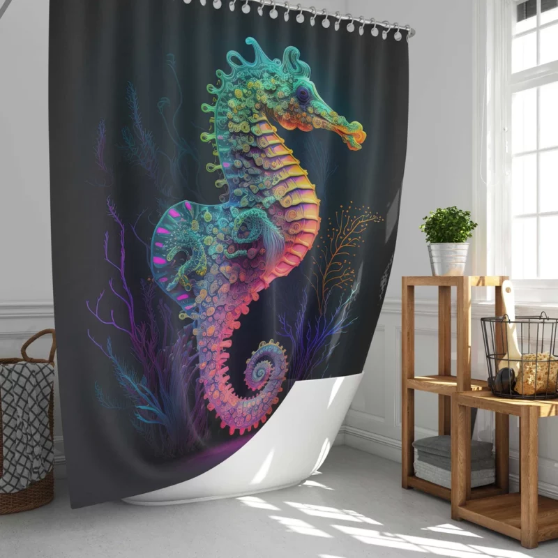 Vibrant Pop Art Seahorse Shower Curtain