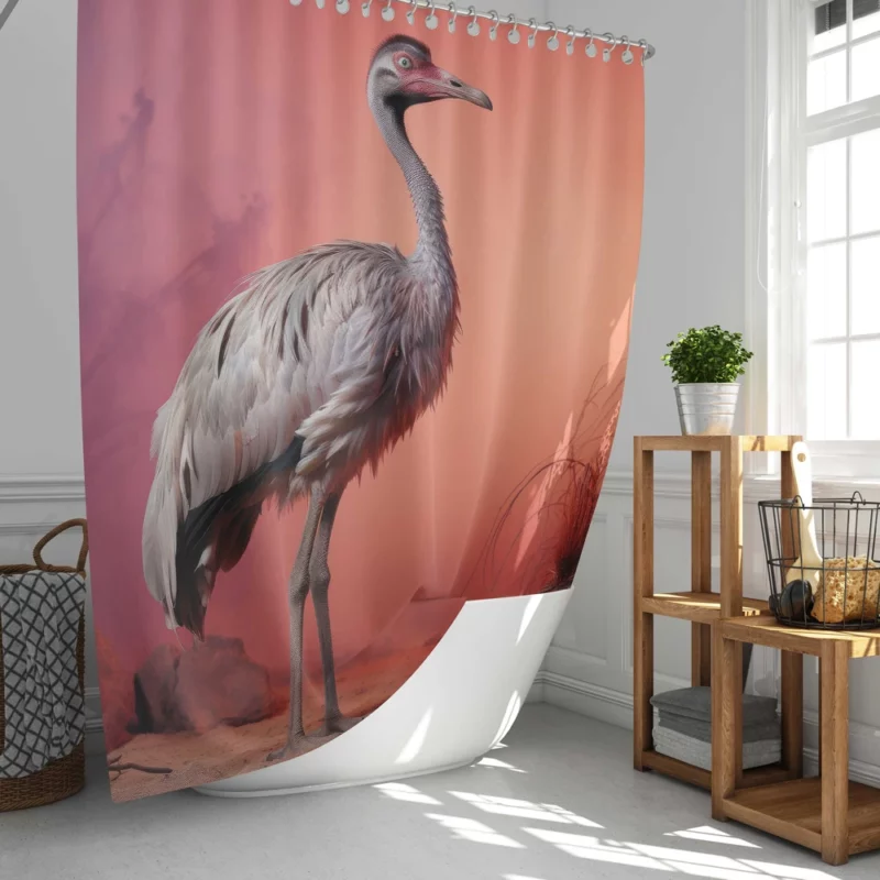 Vigilant Ostrich on Pastel Background Shower Curtain