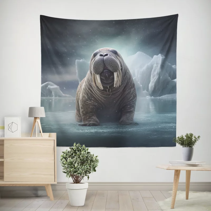 Walrus With Large Tusks Wall Tapestry