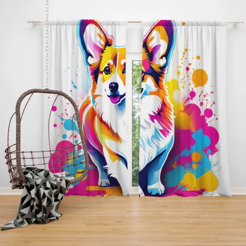 Welsh Corgi Majesty Devoted Herding Companion Curtain