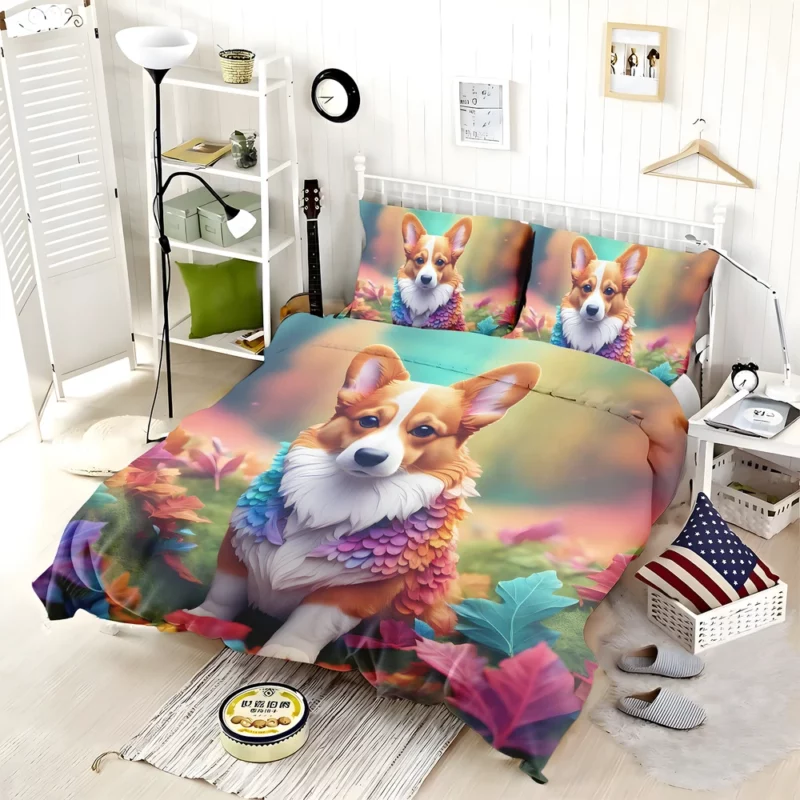 Welsh Corgi Playful Herding Companion Dog Bedding Set