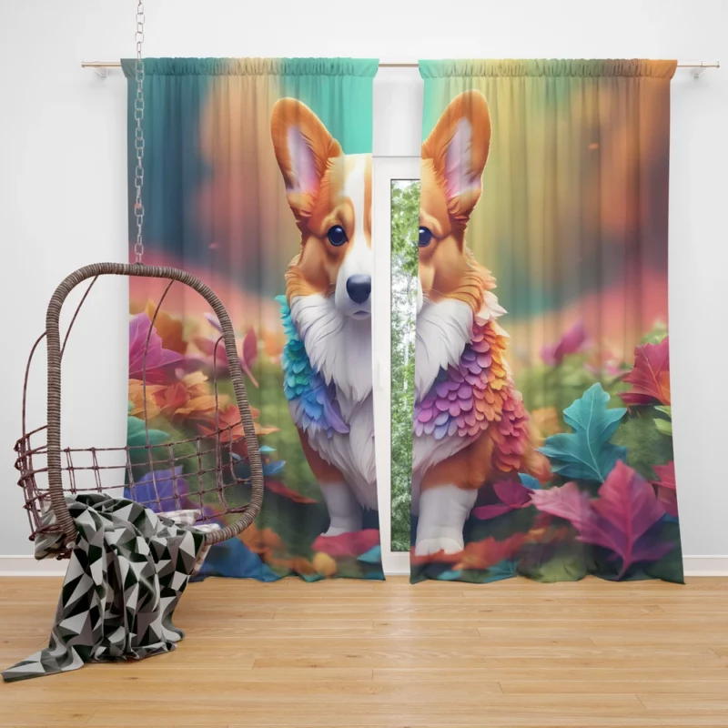 Welsh Corgi Playful Herding Companion Dog Curtain