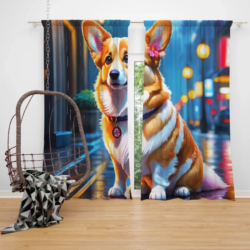 Welsh Elegance Corgi Dog Breed Curtain