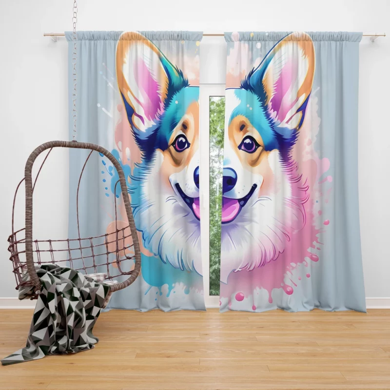 Welsh Joy Playful Welsh Corgi Companion Curtain