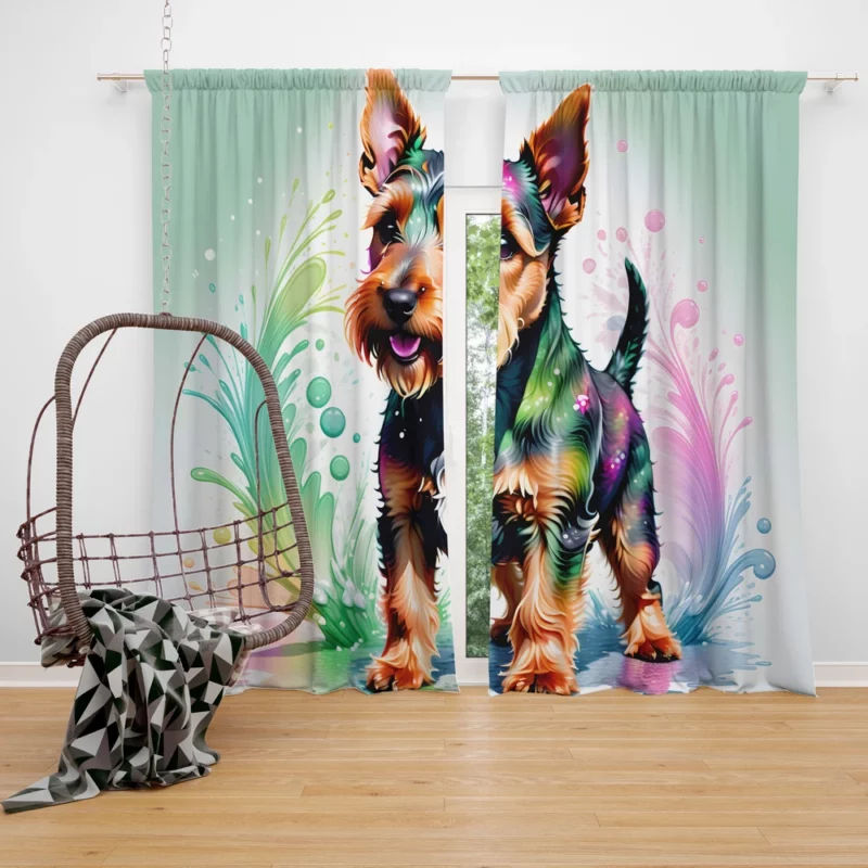 Welsh Terrier Majesty Loyal Companion Dog Curtain