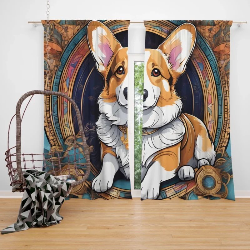 Welsh Wonder Corgi Dog Breed Curtain