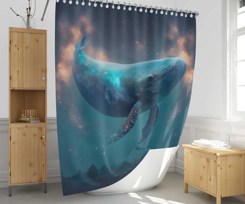 Whale AI Artwork Shower Curtain 1