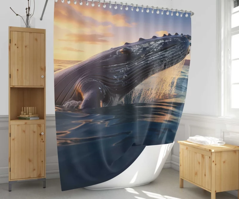 Whale AI Generated Image Shower Curtain 1