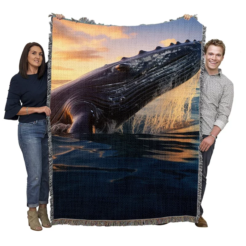 Whale AI Generated Image Woven Blanket