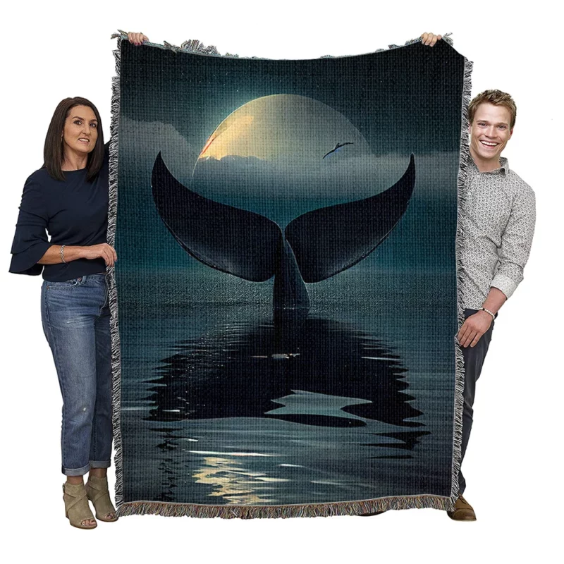 Whale Tail at Night Woven Blanket