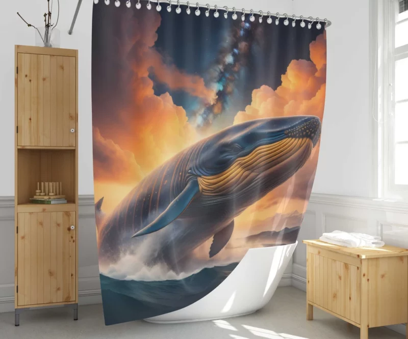 Whale With Label Shower Curtain 1