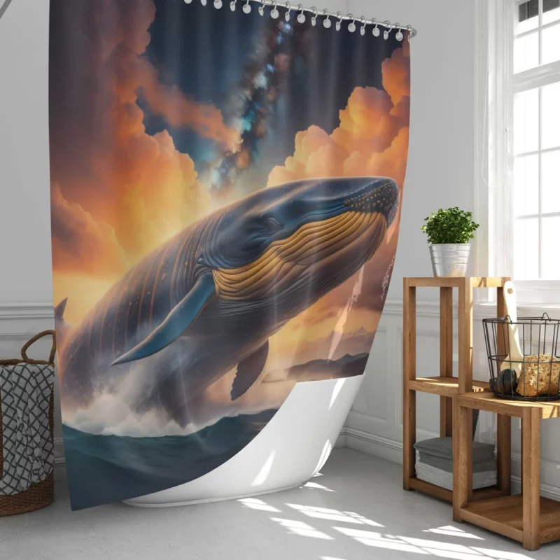 Whale With Label Shower Curtain