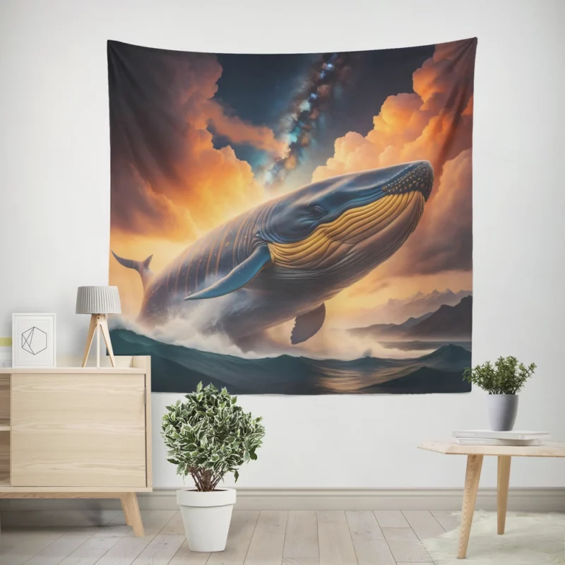 Whale With Label Wall Tapestry
