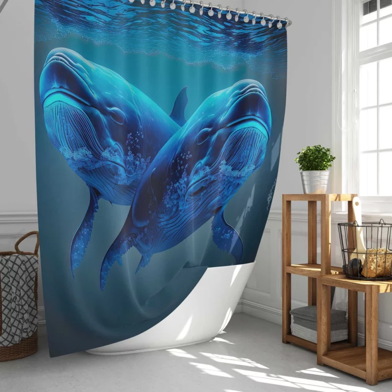 Whales Playing in the Ocean Shower Curtain