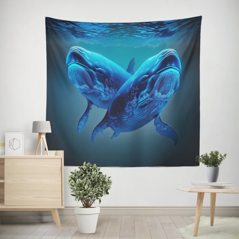 Whales Playing in the Ocean Wall Tapestry