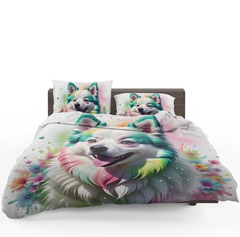 Whimsical American Eskimo Spirit Dog Playfulness Bedding Set 1