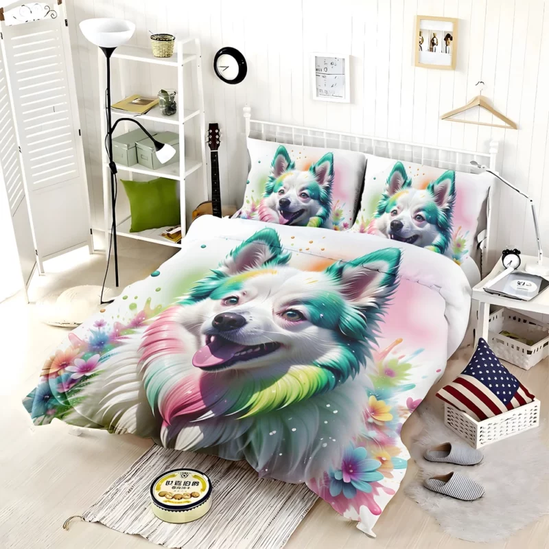 Whimsical American Eskimo Spirit Dog Playfulness Bedding Set