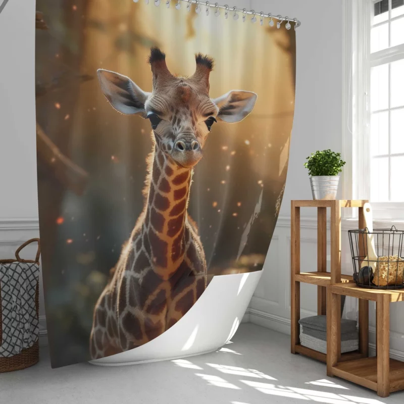 Whimsical Giraffe and Girl Shower Curtain