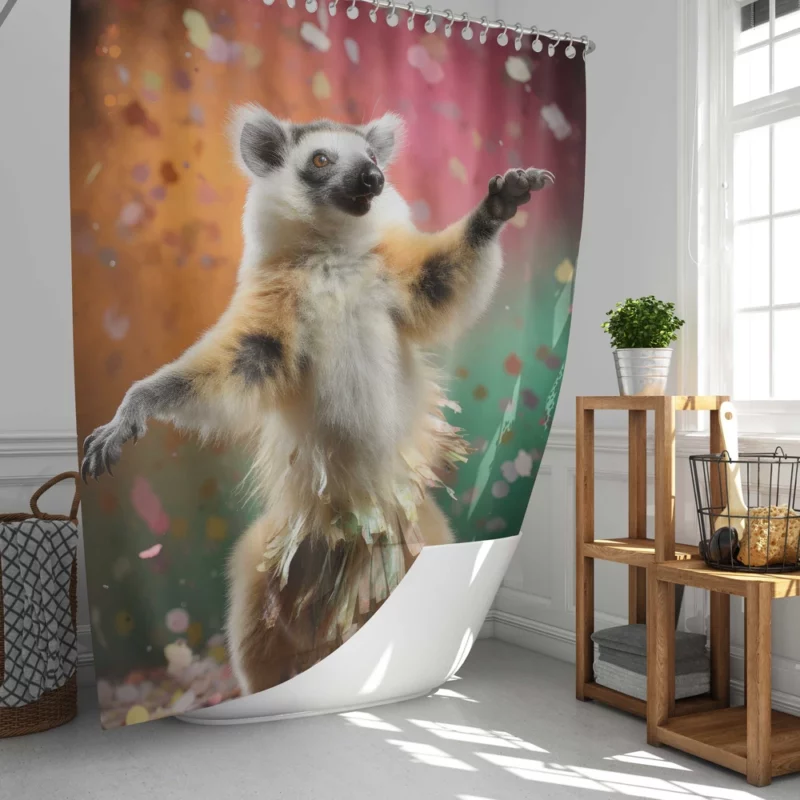 Whimsical Lemur Madagascar Dance Shower Curtain