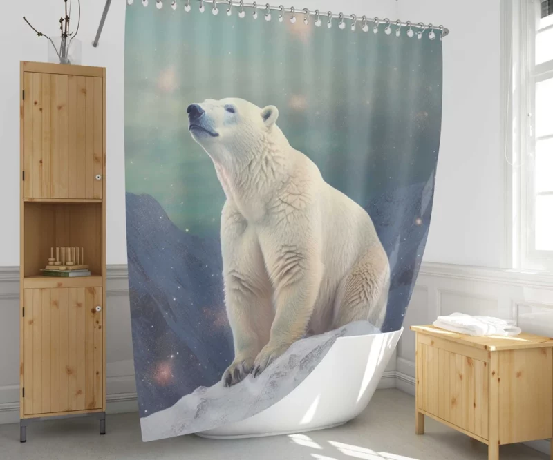 White Bear on a Snowy Peak Shower Curtain 1