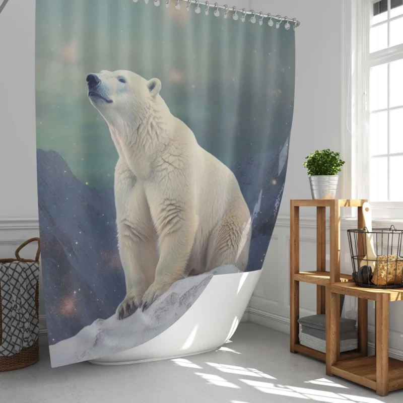 White Bear on a Snowy Peak Shower Curtain