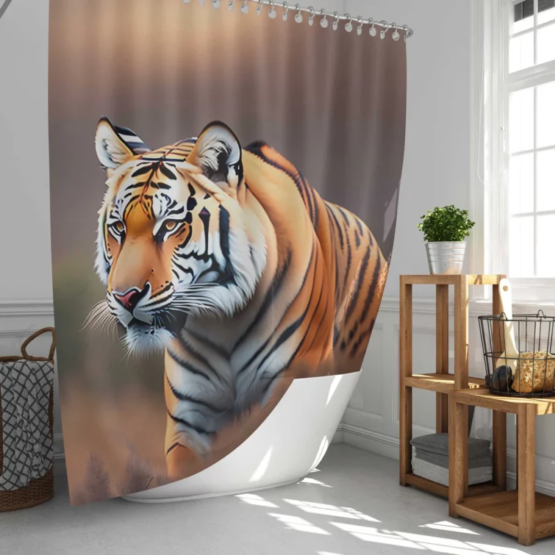 White Bengal Tiger in Snowy Forest Shower Curtain